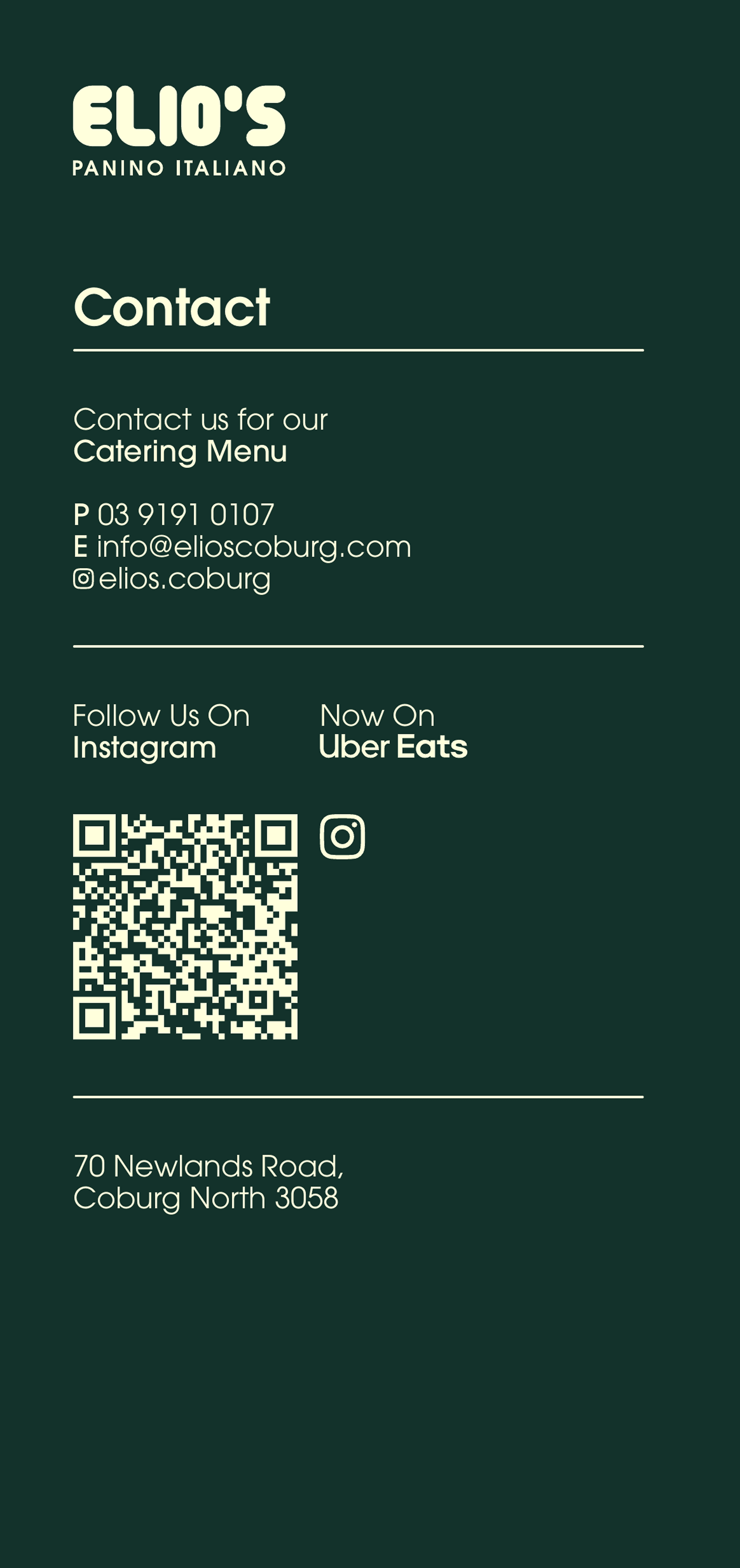 Elio's menu panel 6
